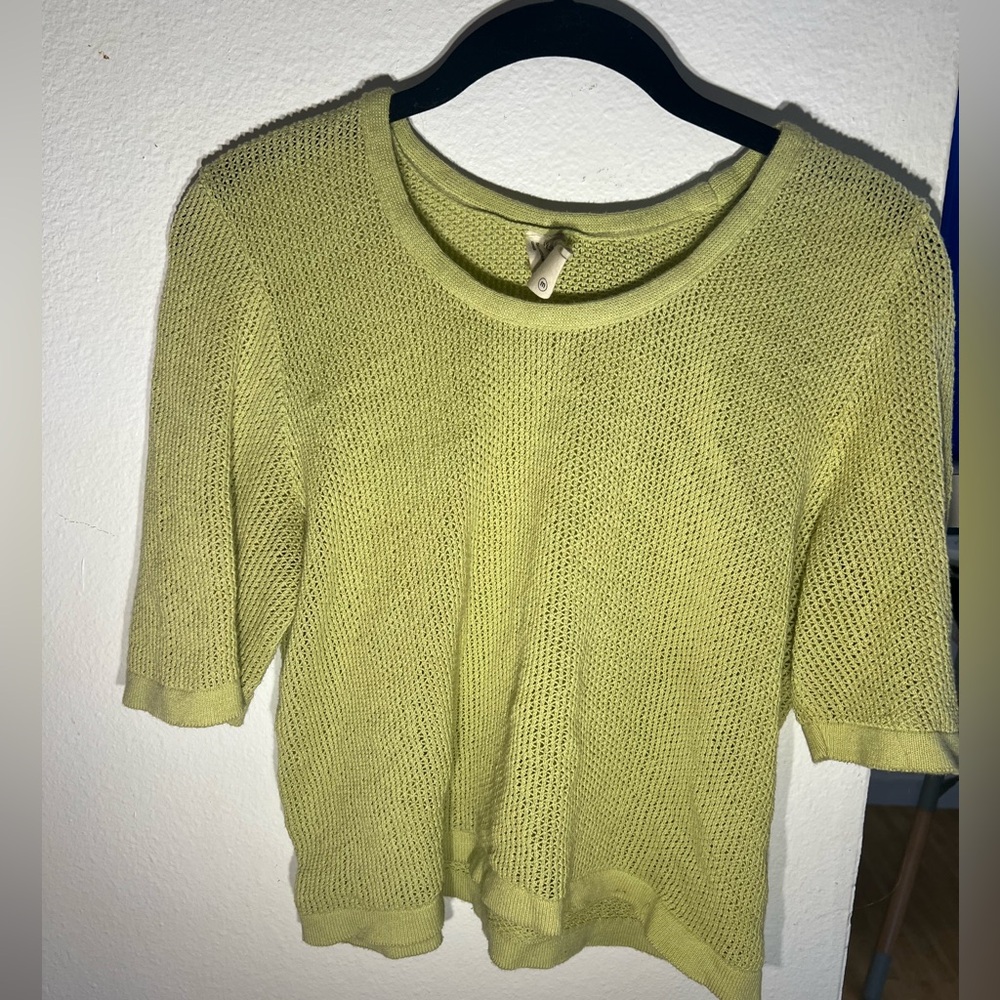 Summer knit, Anthropologie cropped sweater, green size small
